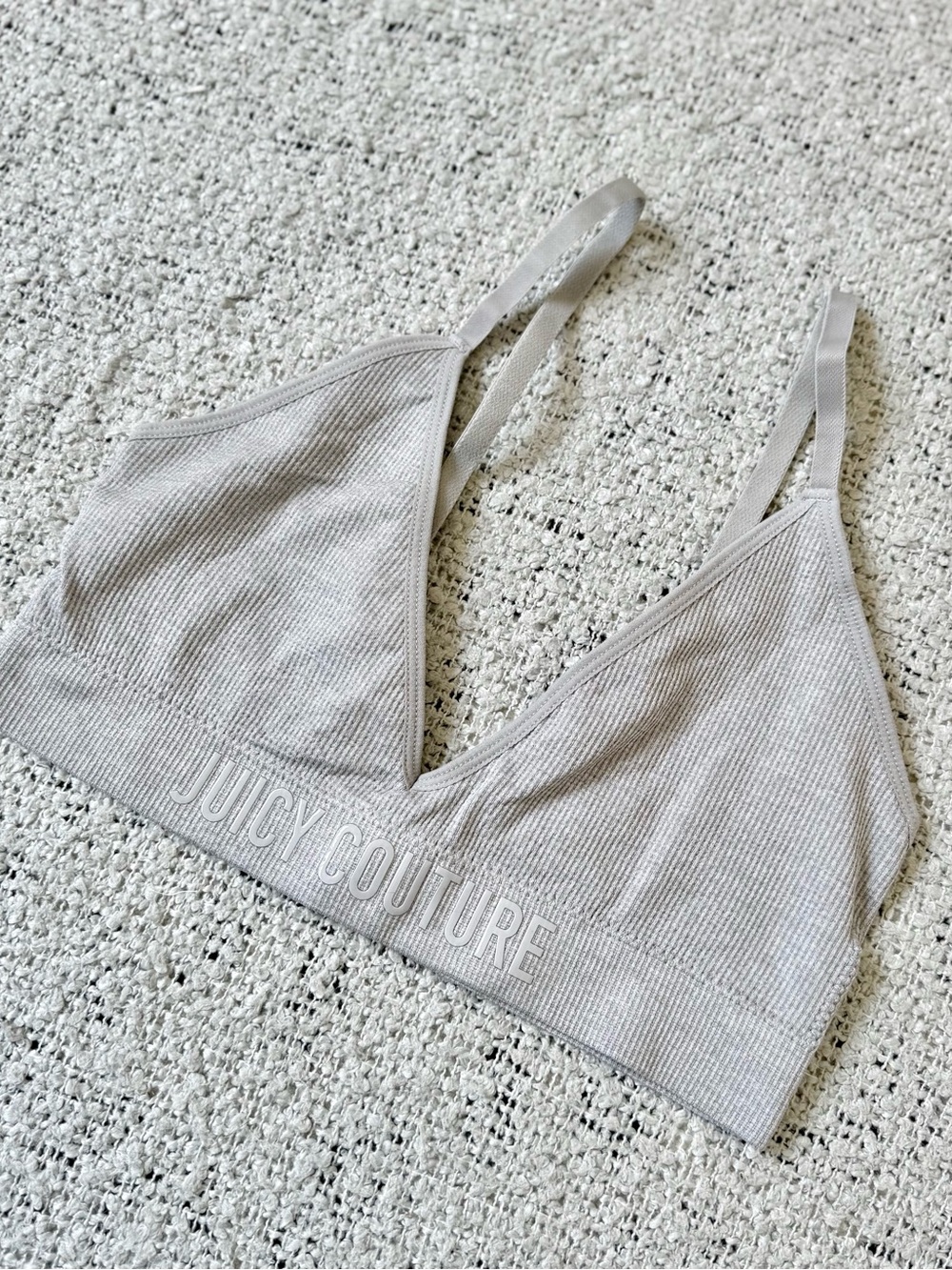 Juicy Couture Ribbed Light Gray Triangle Bralette Size M